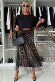 Chic Leopard Mesh Skirt