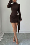 Draped Belted Evening Dress