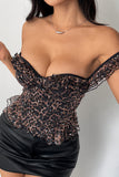 Ruffled Animal Print Bustier Top