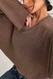 V-Neck Ribbed Knit Sweater