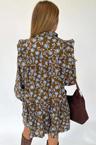 Floral Print Ruffled Dress