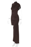 Asymmetric Ruched Casual Dress