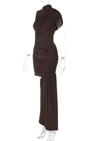 Asymmetric Ruched Casual Dress