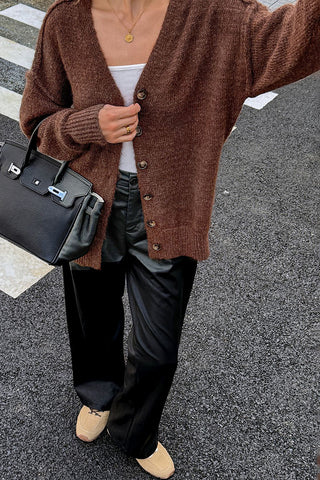 Buttoned V-Neck Cardigan Sweater