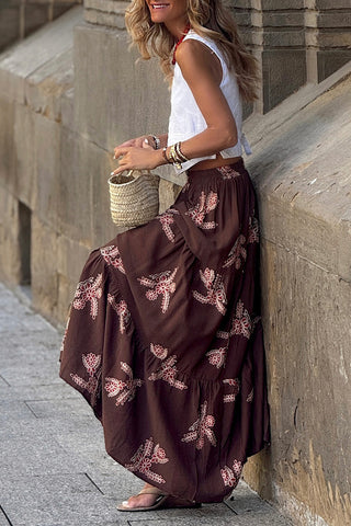 Tiered Floral Maxi Skirt