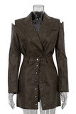 Buttoned Skirt Suit Set with Blazer