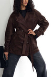 Belted Suede-Look Trench Coat
