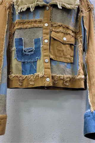 Frayed Patchwork Casual Jacket