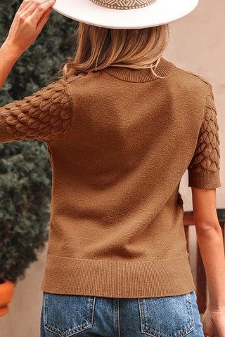 Textured Knit Short Sleeve Sweater