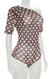 One-Shoulder Polka Dot Bodysuit