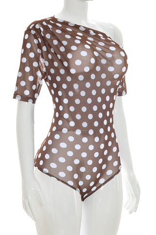 One-Shoulder Polka Dot Bodysuit
