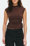 Sleeveless Mock Neck Top with Side Ties