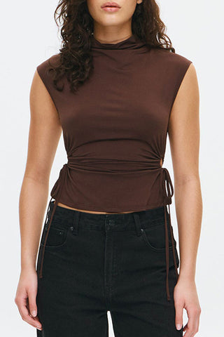 Sleeveless Mock Neck Top with Side Ties