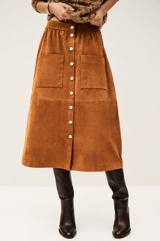 Button-Down Midi Skirt with Pockets