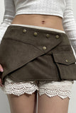 Asymmetric Button-Accented Mini Skirt