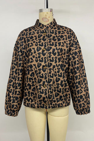Leopard Print Button Jacket