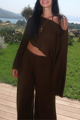 Off-Shoulder Top and Wide-Leg Pants Set