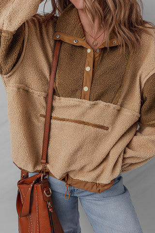 Snap-Front Patchwork Hoodie