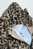Zip-Up Hooded Leopard Print Jacket
