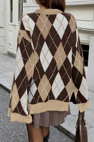 Argyle Pattern Crewneck Sweater