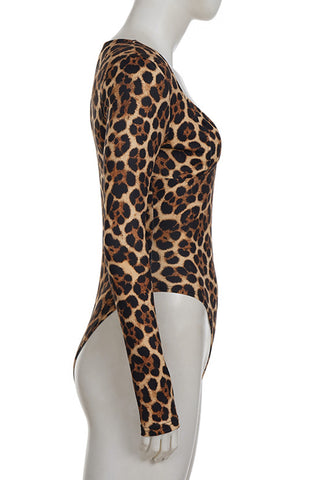 Animal Print V-Neck Bodysuit