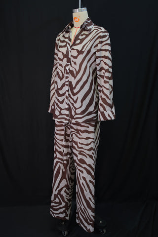 Zebra Print Button-Front Pants Set