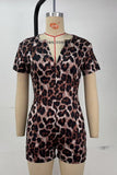 Deep V-Neck Leopard Romper