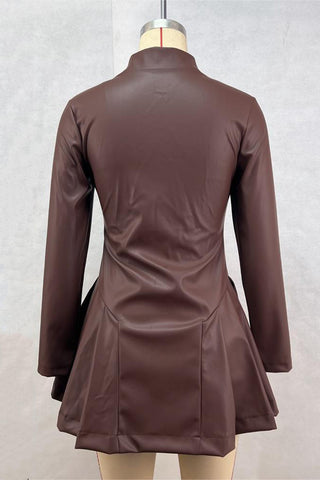 Zip-Front Casual Skater Dress