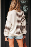 Button-Front Striped Sweatshirt