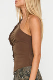 Asymmetric Ruffle One-Shoulder Top