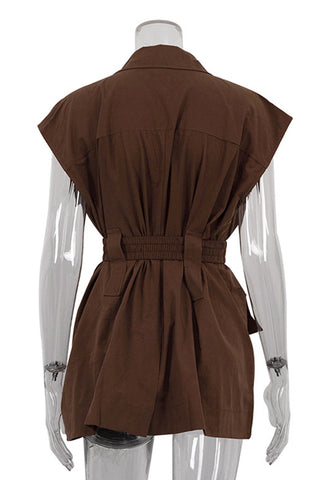 Belted Sleeveless Jacket