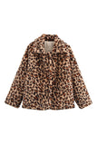 Quilted Button-Down Jacket with Leopard Trim