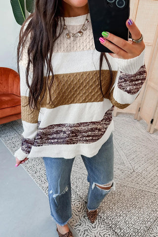 Striped Color Block Knit Sweater