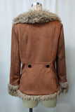 Button-Front Faux Fur Trimmed Jacket