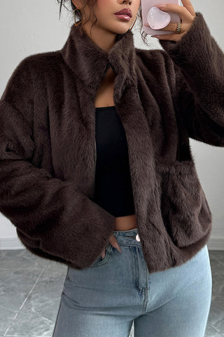 Chic Faux Fur Open Front Coat