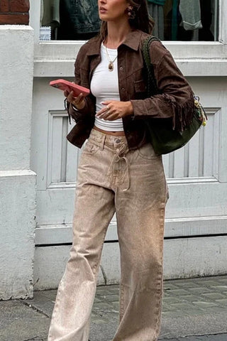 Fringe Jacket with Button-Front Closure