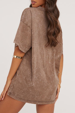 Oversized Graphic Plunge Neck T-Shirt