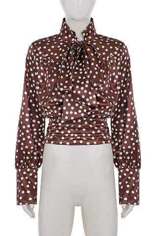 Polka Dot Tie-Front Blouse