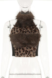 Furry Sleeveless Leopard Tank
