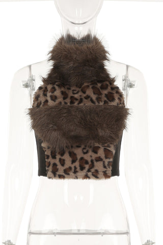 Furry Sleeveless Leopard Tank