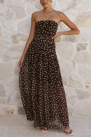 Strapless Polka Dot Maxi Dress