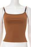 Beaded Strap Ribbed Tank Top