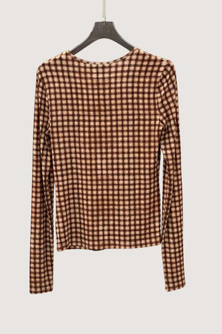 Check Pattern Long Sleeve Blouse