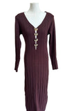 Keyhole Front Ribbed Casual Dress