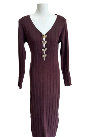 Keyhole Front Ribbed Casual Dress