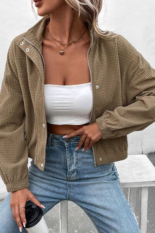 Casual Textured Zip-Up Jacket
