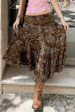Paisley Print Flared Midi Skirt