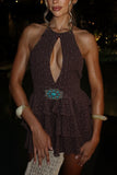 Halter Neck Ruffle Mini Dress