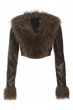 Chic Faux Fur Trimmed Cropped Jacket