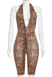 Halter Snakeskin Print Jumpsuit